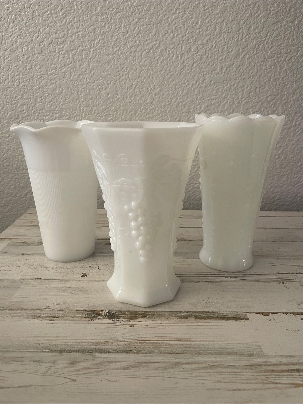 Vintage White Milk Glass Bud Vase Lot Set of 3